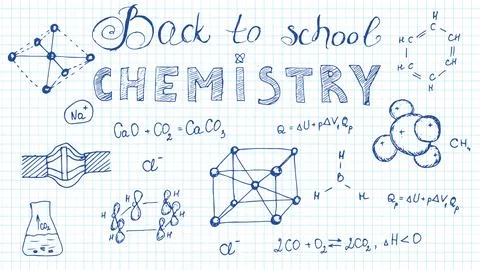 Back to school graphics Chemistry on a school paper sheet Stock Illustration
