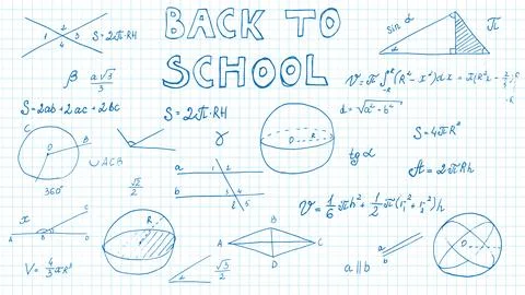 Back to school graphics Math on a school paper sheet Illustrazione stock