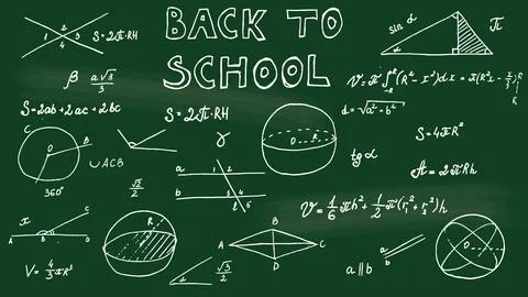 Back to school graphics Math on a school chalkboard Stock Illustration