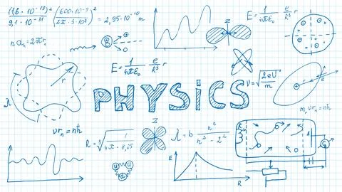 Back to school graphics Physics on a school paper sheet Stock Illustration