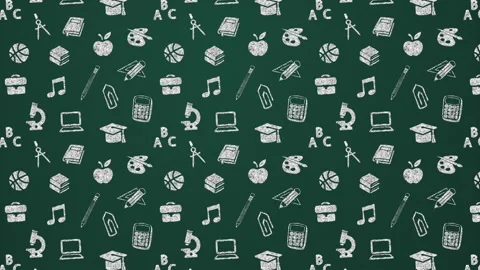 Back to School Green Chalkboard Doodle Pattern Background Loop Stock Footage 340811671