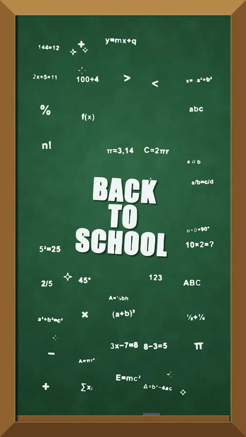 Back to school green chalkboard with hand drawn doodles Stock Footage 337476330