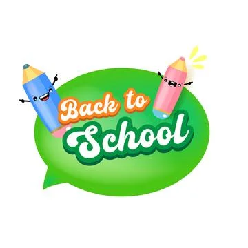 Back to school green speech bubble banner isolated on white background. Vector Stock Illustration
