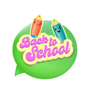 Back to school green speech bubble banner isolated on white background. Vector Stock Illustration