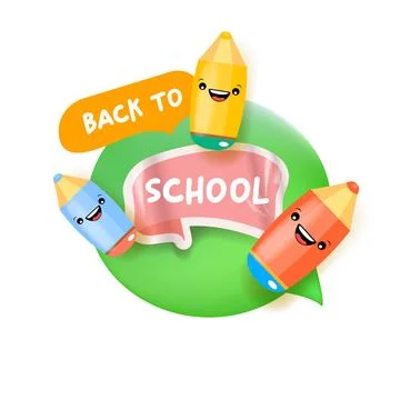 Back to school green speech bubble banner isolated on white background. Vector Stock Illustration