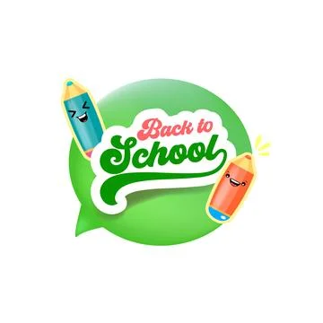 Back to school green speech bubble banner isolated on white background. Vector Stock Illustration