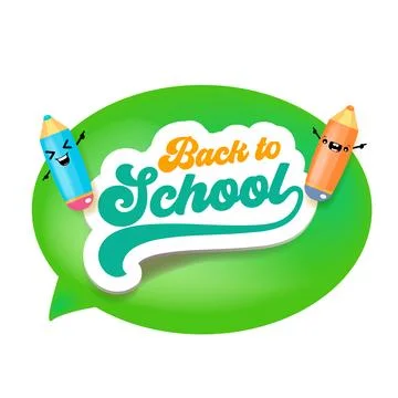 Back to school green speech bubble banner isolated on white background. Vector Stock Illustration