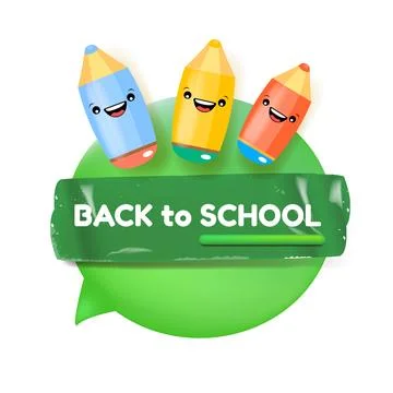 Back to school green speech bubble banner isolated on white background. Vector Stock Illustration