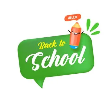 Back to school green speech bubble banner isolated on white background. Vector Stock Illustration