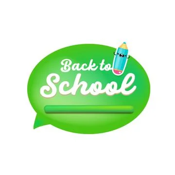 Back to school green speech bubble banner isolated on white background. Vector Stock Illustration