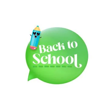 Back to school green speech bubble banner isolated on white background. Vector Stock Illustration