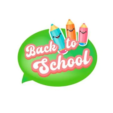 Back to school green speech bubble banner isolated on white background. Vector Stock Illustration