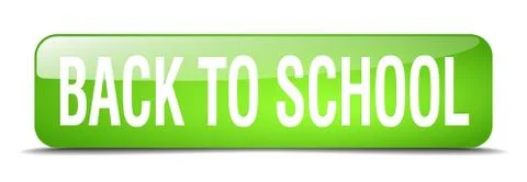 Back to school green square 3d realistic isolated web button Stock Illustration