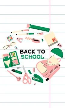 Back to School Green Vertical Banner Illustrazione stock
