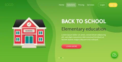 Back to School Green Website Template Illustrazione stock