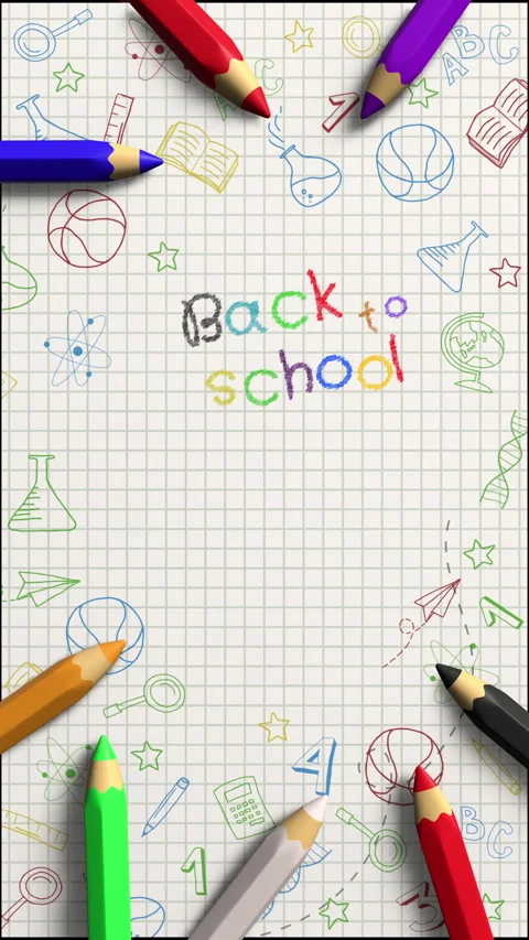 Back to school greeting animated frame. Handwritten school subjects in doodle Stock Footage 313996605