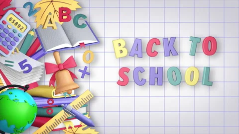 Back to School greeting card, animation 3D Stock Footage 315208804