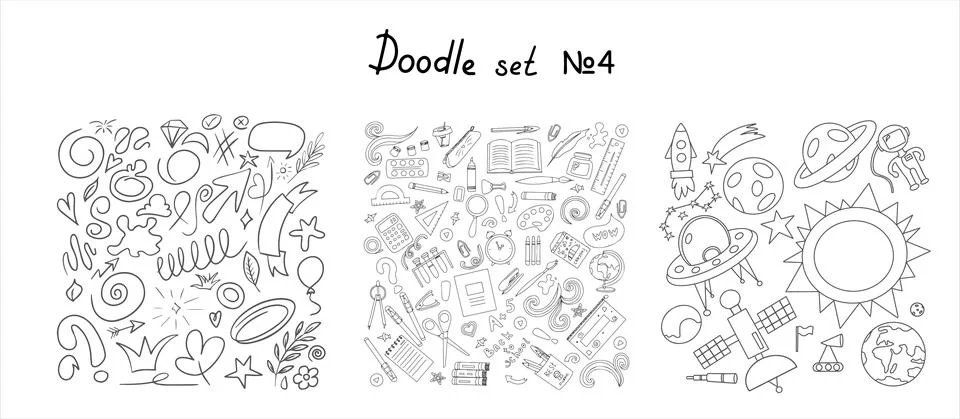 Back to school. Hand draw space illustration with sketch arrows. Big vector Stock Illustration