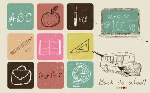 Back to school hand drawing poster. Stock Illustration