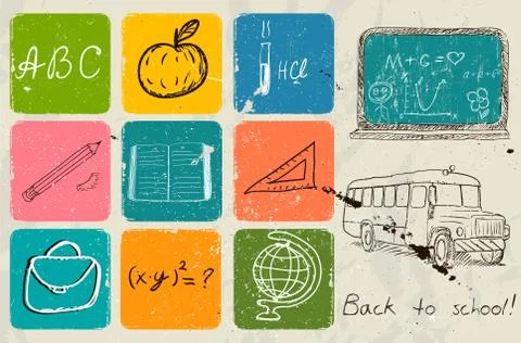 Back to school hand drawing poster. Stock Illustration