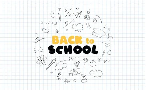 Back to school hand drawn background Stock Illustration
