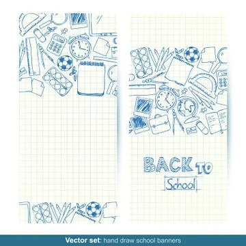 Back To School hand drawn banners Stock Illustration