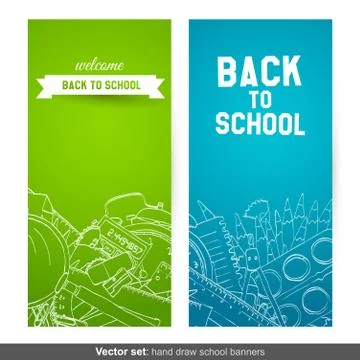 Back To School hand drawn banners Stock Illustration