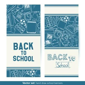 Back To School hand drawn banners Stock Illustration