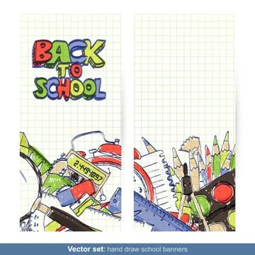 Back To School hand drawn banners Stock Illustration