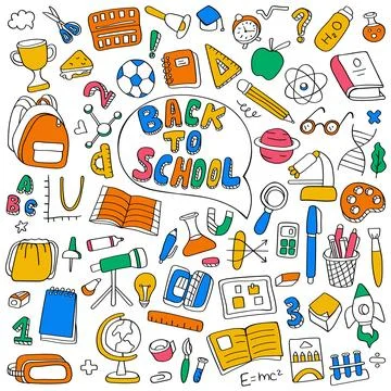 Back to School hand drawn doodles vector illustration Stock-Illustration