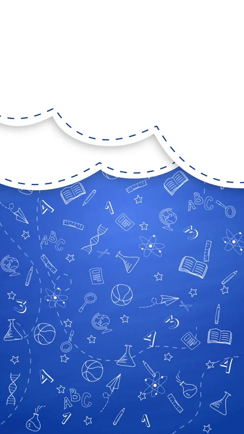 Back to school hand drawn elements on blue background. Cute animation Stock Footage 282743835