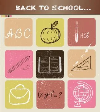 Back to school hand drawn poster. Stock Illustration