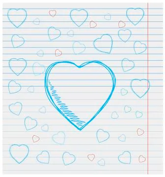 Back to school. Hand-drawn seamless pattern on a squared notebook sheet Stock Illustration