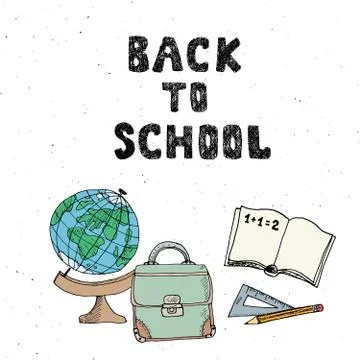 Back to School hand drawn sketch doodles set, vector illustration. Stock Illustration
