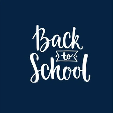 Back to school - hand written chalk sign on dark blue background. Vector stock Illustrazione stock