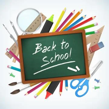 Back to school hand written on chalkboard vector illustration イラスト素材
