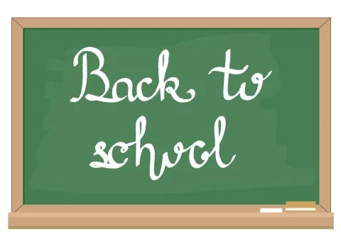 Back to school hand writting lettering on green chalkboard, stock vector illu Ilustración de archivo