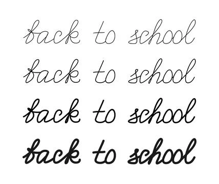 Back to school handwritten text in different thicknesses Stock Illustration