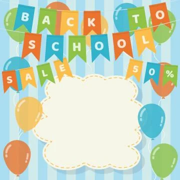 Back to school hanging flags and balloons Stock Illustration
