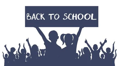Back to school. Happy school children or first graders, boy and girl are ho.. Stock Illustration