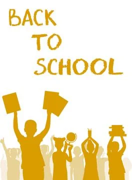 Back to school. Happy school children or first graders with books, globe, e.. Stock Illustration
