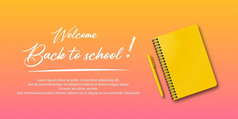 Back to school. Holiday for students. Vector banner concept with notebook and Stock Illustration