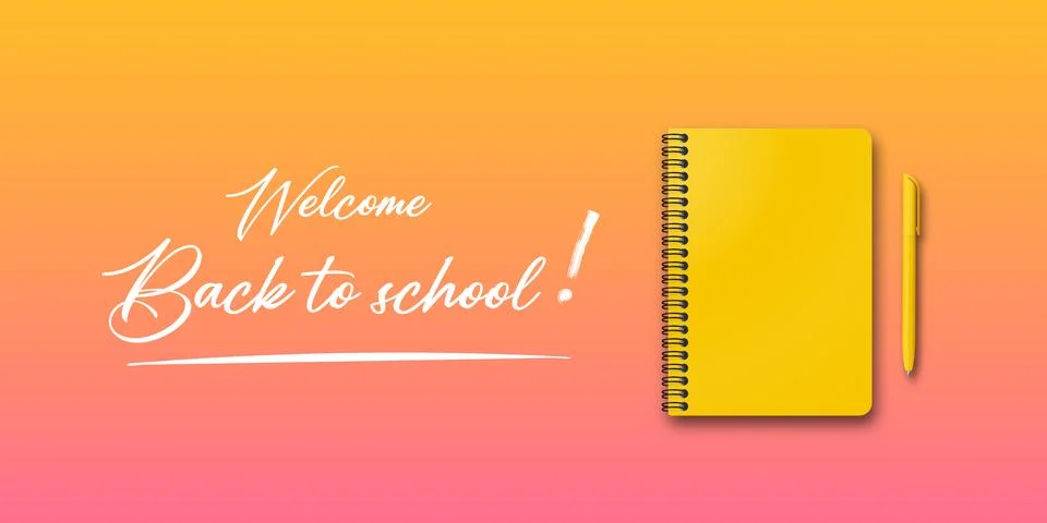 Back to school. Holiday for students. Vector banner concept with notebook and Stock Illustration