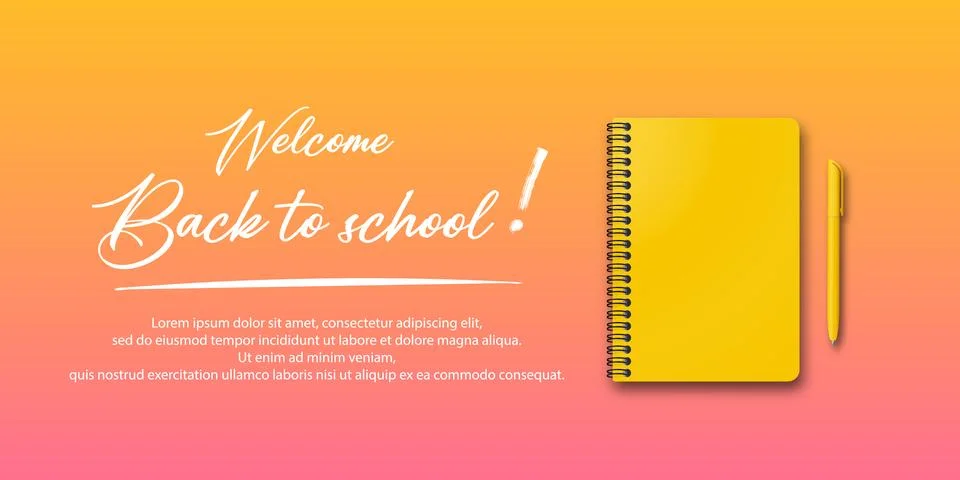 Back to school. Holiday for students. Vector banner concept with notebook and Stock Illustration