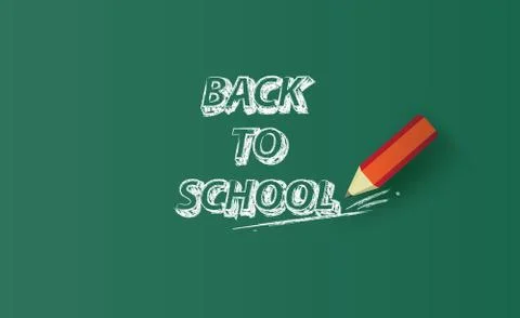 Back to school Horizontal banner hand-drawing on chalkboard.Creative  learnin Illustrazione stock