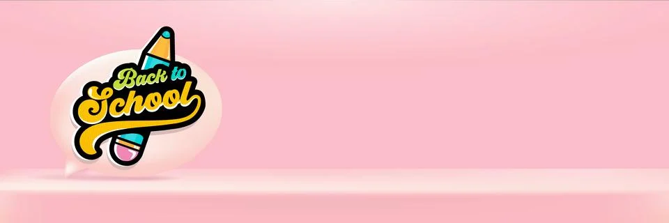 Back to school horizontal website banner vector illustration. Retro groovy Stock Illustration