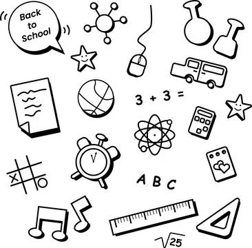 Back to School Icon Black and White Stock Illustration
