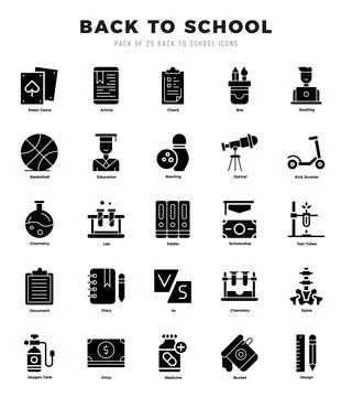 Back To School Icon Bundle 25 Icons for Websites and Apps Stock Illustration