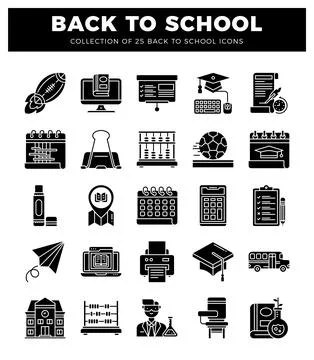 Back to School icon collection with diverse educational and sports elements.. 库存插图