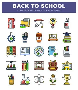 Back to School Icon Collection Education. Science. and Learning Symbols Stock Illustration